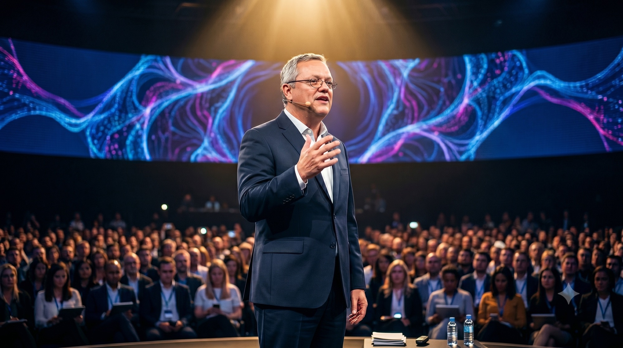 David Watts delivering a keynote on stage